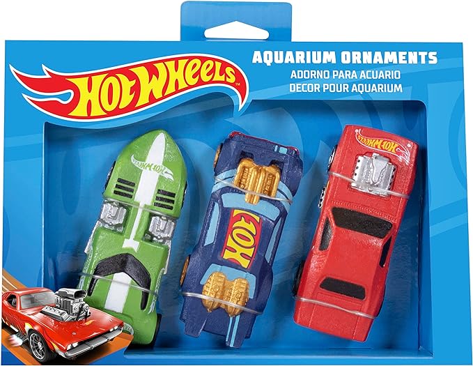 Penn-Plax Hot Wheels Cars | 3-Piece Aquarium Decoration Bundle | Fish Tank Accessories | Small