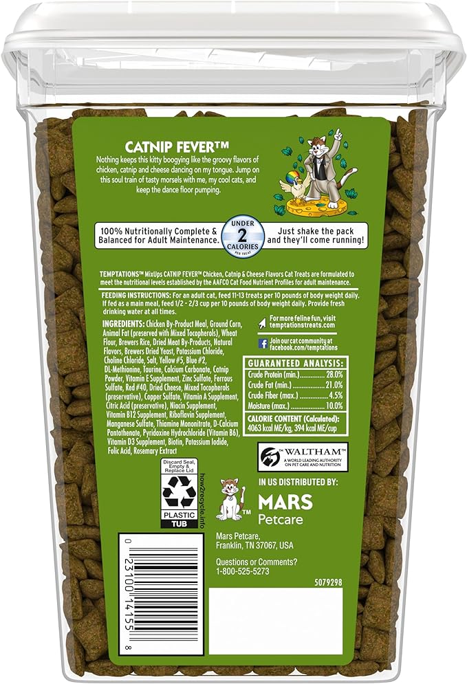 Temptations MIXUPS Crunchy and Soft Cat Treats Catnip Fever Flavor, 30 oz. Tub (Pack of 2)