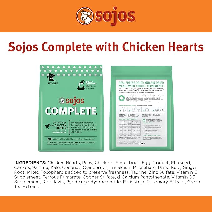 Sojos Complete Chicken Recipe Adult Freeze-Dried Grain-Free Raw Dog Food, 7 Pound Bag