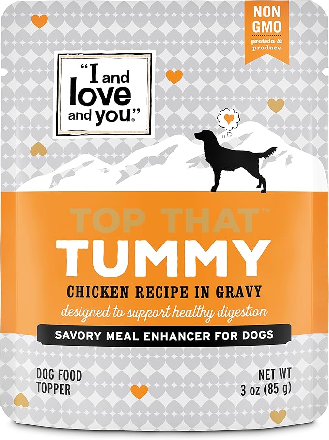 "I and love and you" Top That Tummy Wet Dog Food Pouch, Chicken Recipe In Gravy, 3 oz (Pack of 12)