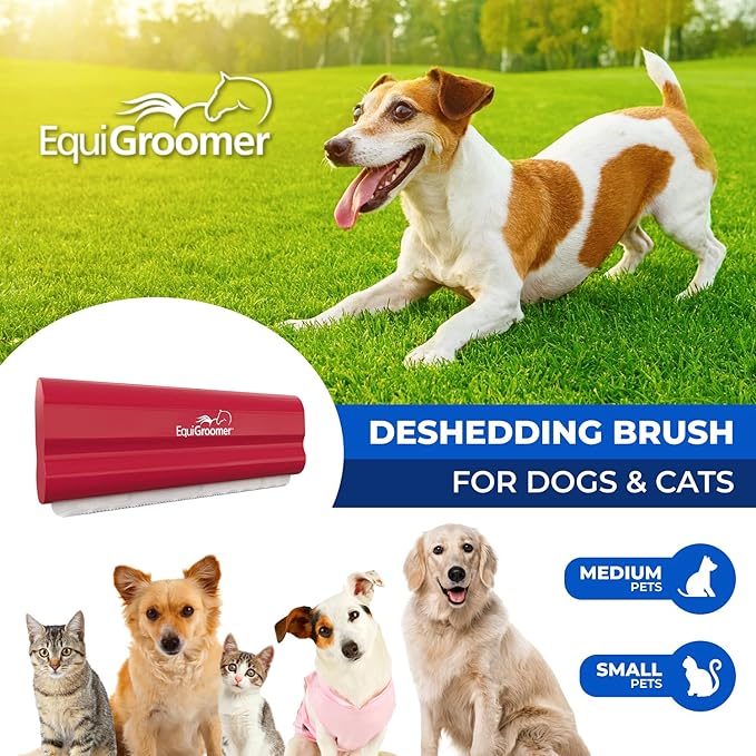 EasyGroomer Deshedding Brush for Dogs Cats | Red | Undercoat Tool for Large and Small Pets | Comb Removes Loose Dirt, Hair and Fur | Perfect Clean for Short and Long Hair Grooming Shedding