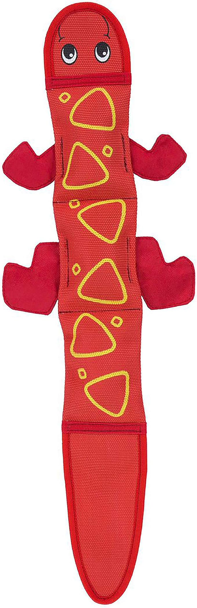 Outward Hound Fire Biterz Red Lizard Plush Firehose Material Interactive Dog Toy, Large