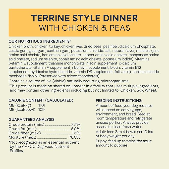 Canidae Pure Petite Small Breed Cup Pate with Chicken & Peas Dog Wet, 3.5 Oz (Pack of 12)