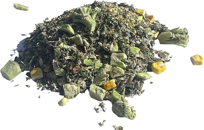 Farm and Meadow Hermit Crab Food - Green Blend Diet of Dandelion Leaf, Cilantro, Raspberry Leaf, Broccoli, Corn - Eco Animal Pet Snack Treat for Protein & Nutrients | 39g