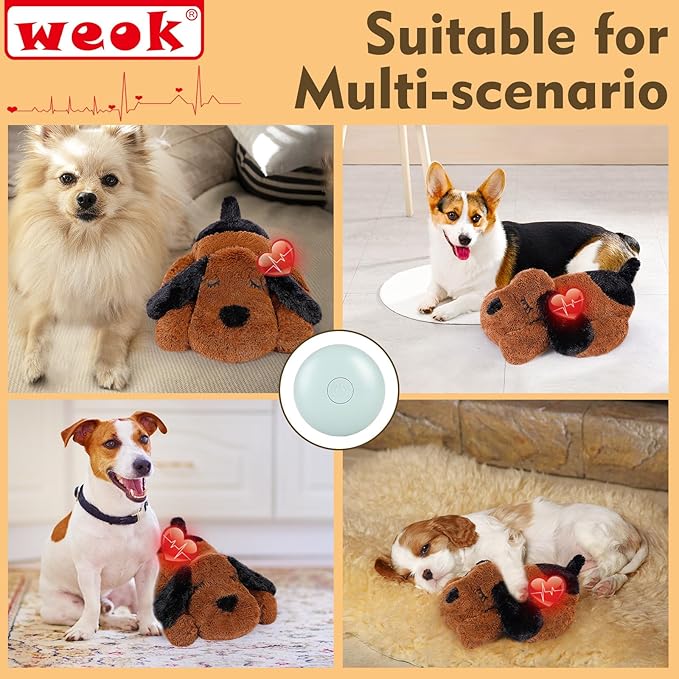 Heartbeat Puppy for Dogs- Heartbeat Helps for Dog Anxiety Relief and Calming Aid, Puppy Heartbeat Stuffed Animal Anxiety Calming Behavioral Aid Puppy Heartbeat Toy Sleep aid for Dogs Cats Pets