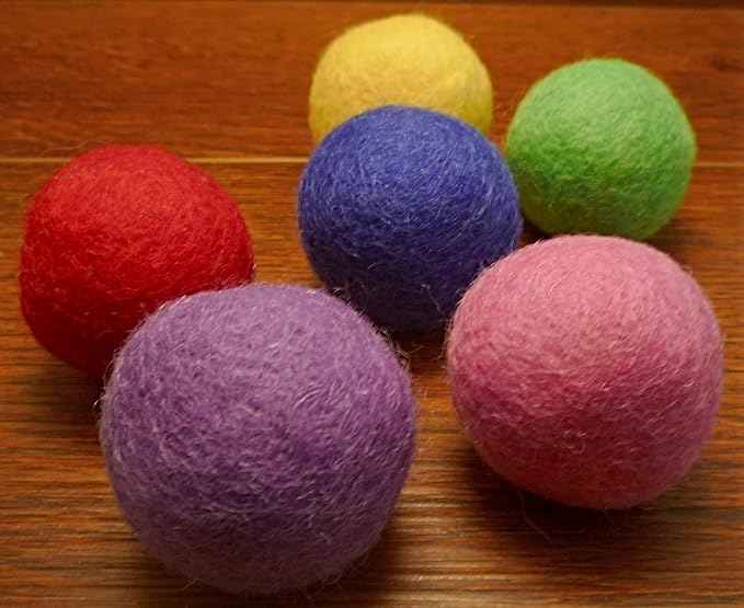 Wool Cat Balls - Safe Felt Cat Kitten Toys - Fun Colorful Cat Ball Toys - Soft Quiet Wool Kitty Toys - Unique for Cat Lovers - Hand Made in Nepal