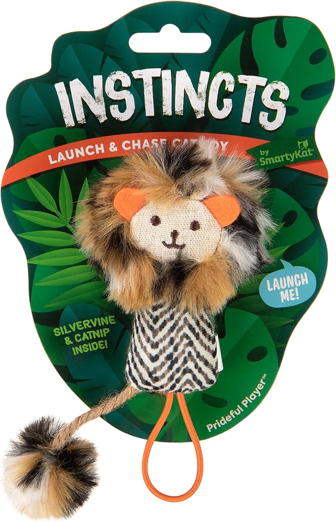 SmartyKat Instincts HappyNip Prideful Player Launcher Plush Interactive Cat Toy, Contains Catnip & Silvervine - Brown, One Size