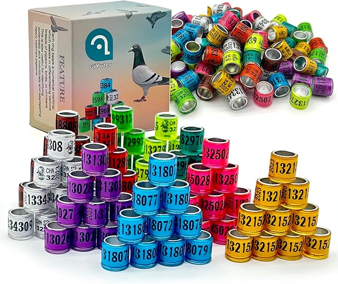 100Pcs Aluminium Pigeon Leg Rings | Dove Identify Band | 2024 Multicolor Training Birds Foot Ring