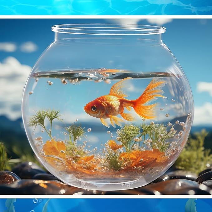 Mifoci 6 Pcs Fish Bowl Plastic Fish Tank Clear 100 oz Goldfish Bowl Multipurpose Round Desktop Aquarium Transparent for Home Office Betta Fish Goldfish Turtle Candy Party Favors, 7.09 x 6.3 Inch