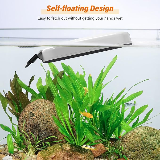 Powerful Magnetic Aquarium Fish Tank Glass Cleaner (Large) - Double Side Floating Aquarium Magnetic Brush, Algae Scrapers Cleaning Tools for 2/3 Inch Thick Glass Aquariums, White