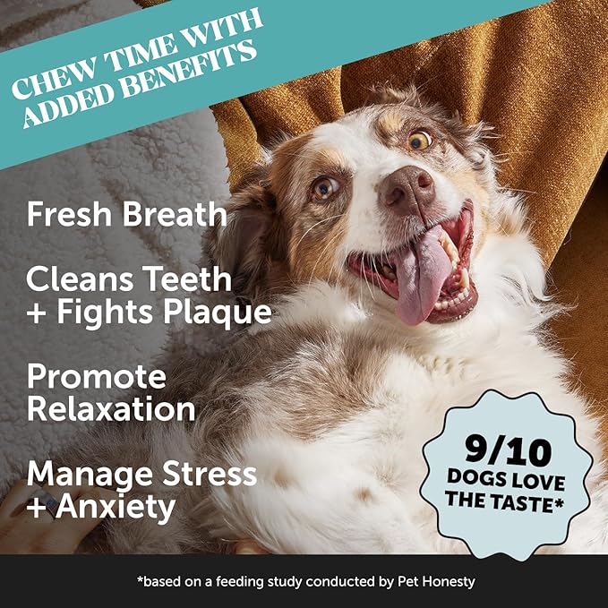 Pet Honesty Hemp Calming Fresh Sticks - Dental Sticks for Dogs - Natural Dental Chews, Calming Support for Dogs, Reduce Hyperactivity and Anxiety, Freshen Dog Breath, Reduce Plaque + Tartar - (30 ct)