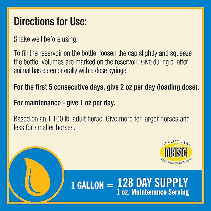 Farnam Fluidflex Liquid Joint Supplement for Horses, Helps Maintain Healthy Hip & Joint Function, 1 Gallon, 128 Ounces, 128 Day Supply