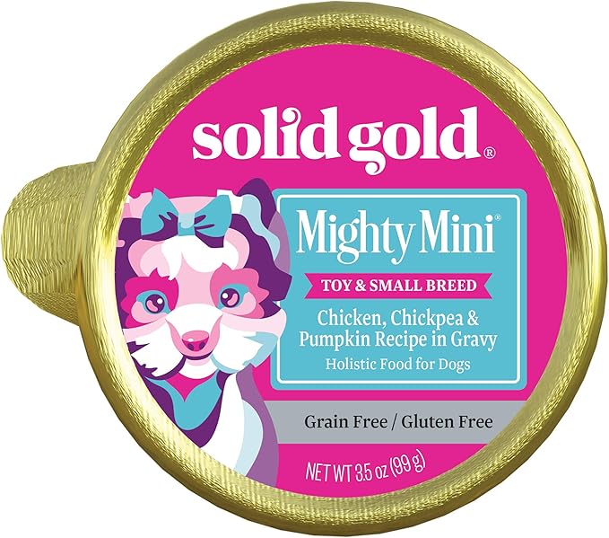 Solid Gold Wet Dog Food for Small Dogs - Mighty Mini Grain Free Wet Dog Food Made with Real Chicken, Chickpeas and Pumpkin - for Puppies, Adult & Senior Small Breeds with Sensitive Stomachs