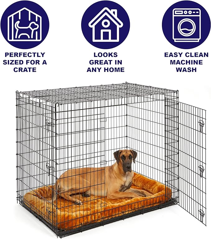 MidWest Homes for Pets Bolster Pet Bed for Dogs & Cats 54L-Inch Cinnamon Bed w/ Comfortable Bolster | Ideal for Giant Dog Breeds (Great Dane / Mastiff) & Fits a 54-Inch Dog Crate, 54.0" x 37.0" x 4.0"