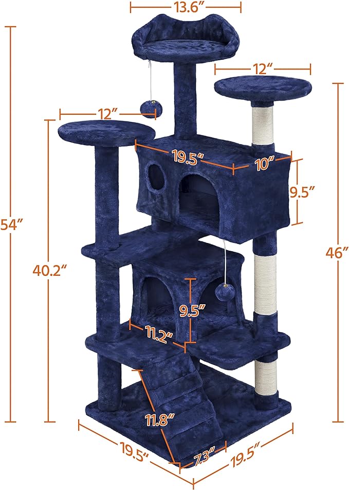 Yaheetech 54in Cat Tree Tower Condo Furniture Scratch Post for Kittens Pet House Play