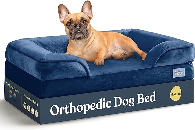 Orthopedic Sofa Dog Bed - Ultra Comfortable Dog Beds for Medium Dogs - Breathable & Waterproof Pet Bed- Egg Foam Sofa Bed with Extra Head and Neck Support - Removable Washable Cover & Nonslip Bottom.