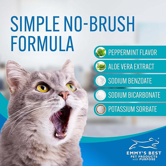 Emmy's Best EBPP Advanced Pet Dental Care Water Additive - Premium Cat & Dog Dental Care and Dog Breath Freshener - No Brush Formula Tartar & Plaque Remover for Dogs Teeth