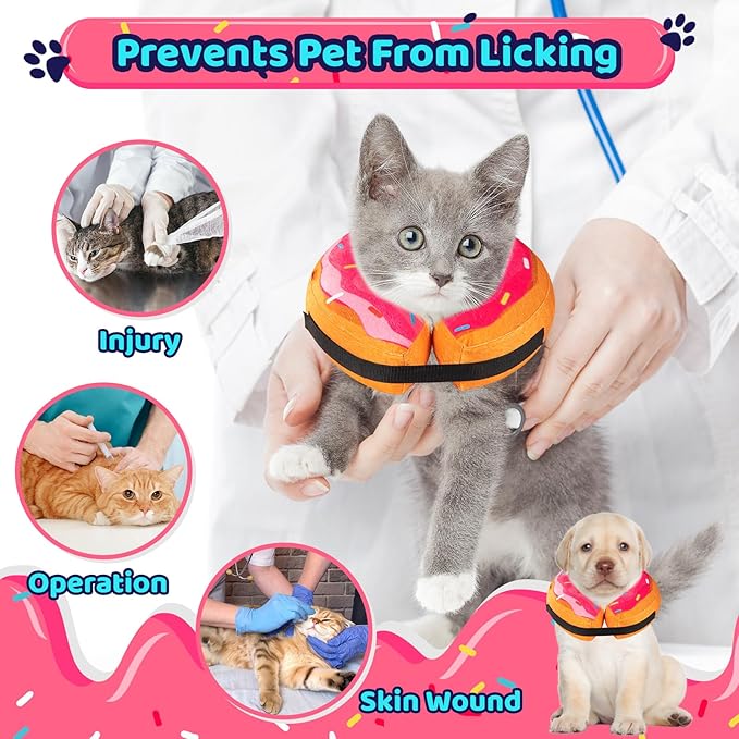 Grand Line Donut Inflatable Collar for Dogs and Cats, Soft Recovery Dog Cone After Surgery, Protective Pet Neck Cone for Small, Medium, Large Dogs, Not Block Vision (Pink, S)