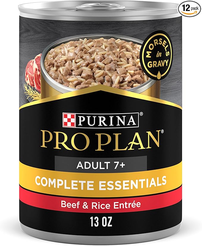 Purina Pro Plan High Protein Senior Wet Dog Food, Beef and Rice Entree - (Pack of 12) 13 Oz. Cans
