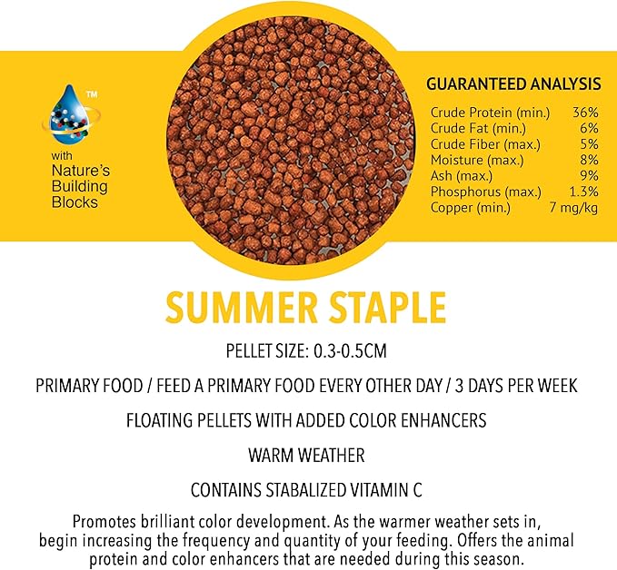 Microbe-Lift MLLSSLG Summer Staple Floating Fish Food Pellets for Ponds, Water Gardens, and Fountains, for Live Goldfish and Koi, 4.75 Pounds