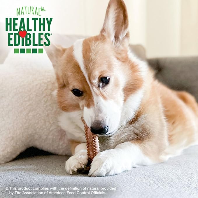 Nylabone Healthy Edibles Natural Dog Chews Long Lasting Meaty Center Beef Flavor Treats for Dogs, Small (12 Count)