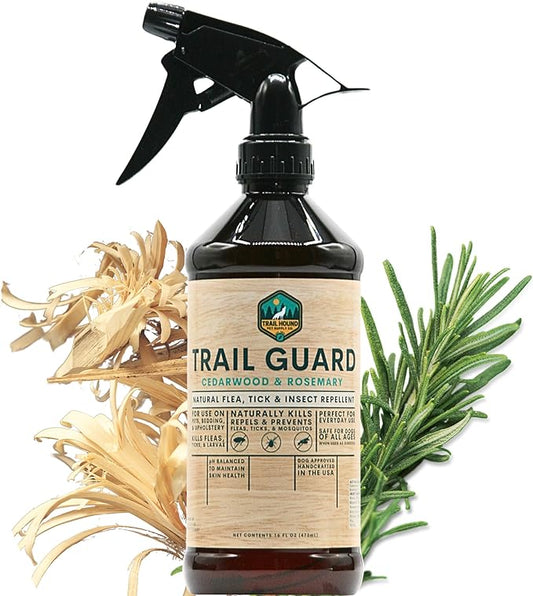 Trail Guard Natural Extra Stregth Insect, Flea and Tick Spray for Dogs, Cats, People & Home - 16oz Plant-Based Insect & Tick Repellent for Dogs - Kid Safe - DEET Free - Flea and Tick Prevention