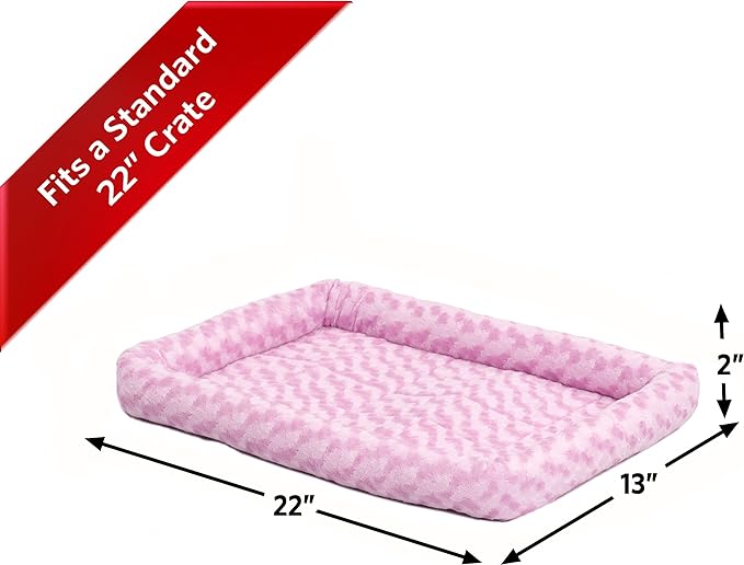 MidWest Homes for Pets Bolster Dog Bed 20L-Inch Pink Dog Bed or Cat Bed w/ Comfortable Bolster | Ideal for XS Dog Breeds & Fits a 20-Inch Dog Crate | Easy Maintenance Machine Wash & Dry