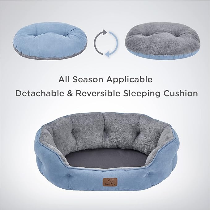 Bedsure Dog Beds for Small Dogs - Round Cat Beds for Indoor Cats, Washable Pet Bed for Puppy and Kitten with Slip-Resistant Bottom, 25 Inches, Allure