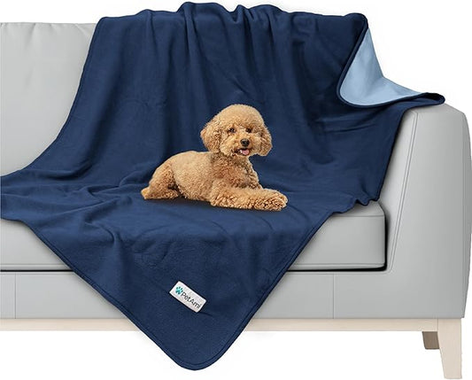 PetAmi Waterproof Dog Blanket for Bed, XL Dog Pet Blanket Couch Cover Protection, Fleece Cat Blanket Throw for Crate, Kennel, Sofa Furniture Protector, Reversible Soft Plush, Twin, 60x80 Navy/Blue