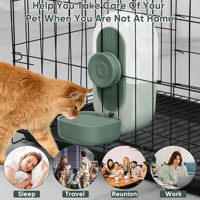 28oz Rabbit Water Bottle,Hanging Automatic Water Dispenser for Cage,Ferret Bunny Guinea Pig Water Bowl,Suitable for small animal(Cage Grid Spacing Over 1.2'')(Green)