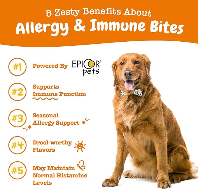 Zesty Paws Dog Allergy Relief - Anti Itch Supplement - Omega 3 Probiotics for Dogs - Digestive Health - Soft Chews for Skin & Seasonal Allergies - with Epicor Pets - Lamb - 250 Count