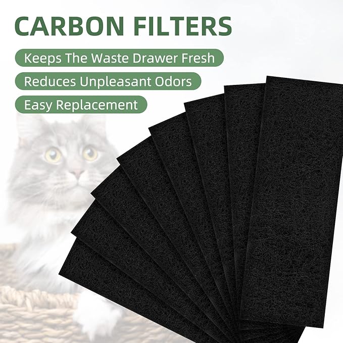 8 Pack Carbon Filters Compatible with Model 3, Cat Litter Box Replacement Filters for All Robot Models to Absorb Odors Control Damp from Pets and Keep Home Fresh