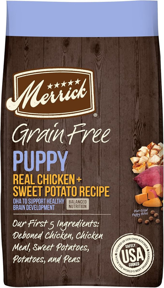 Merrick Dry Puppy Food, Real Chicken and Sweet Potato Grain Free Dog Food Recipe - 10 lb. Bag