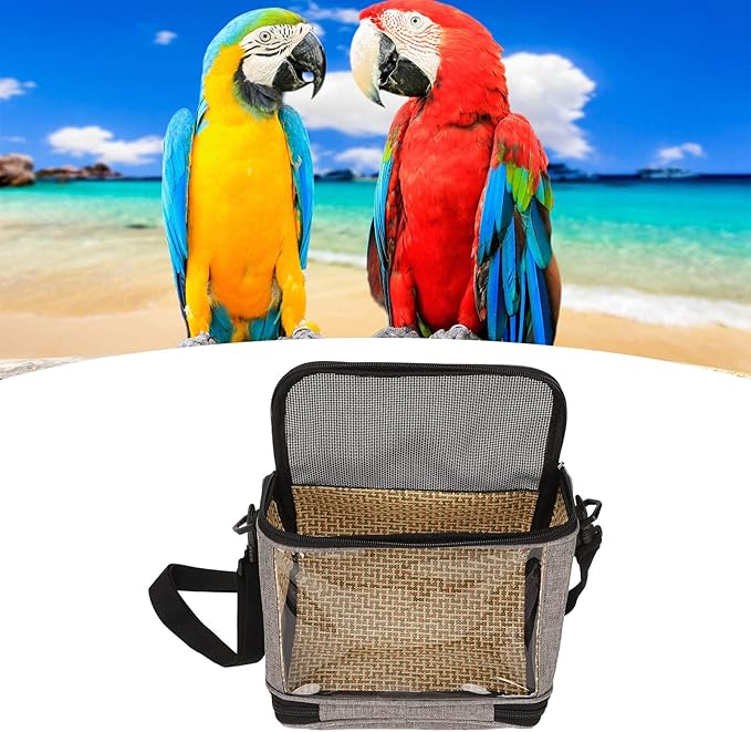 Bird Carrier Bag,Transparent Portable Lightweight Breathable Travel Cage Bird Travel Backpack for Small Birds Green Cheek Cockatiels (Grey)