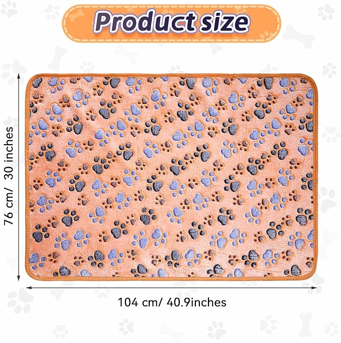 4 Pcs Pet Blanket Dog Puppy Blanket Paw Print Fleece Blanket for Small Medium Pet Dog Cat Warm Soft Sleep Mat Guinea Pig Cage Liners Blanket (Coffee,Large(41 x 30 Inch))