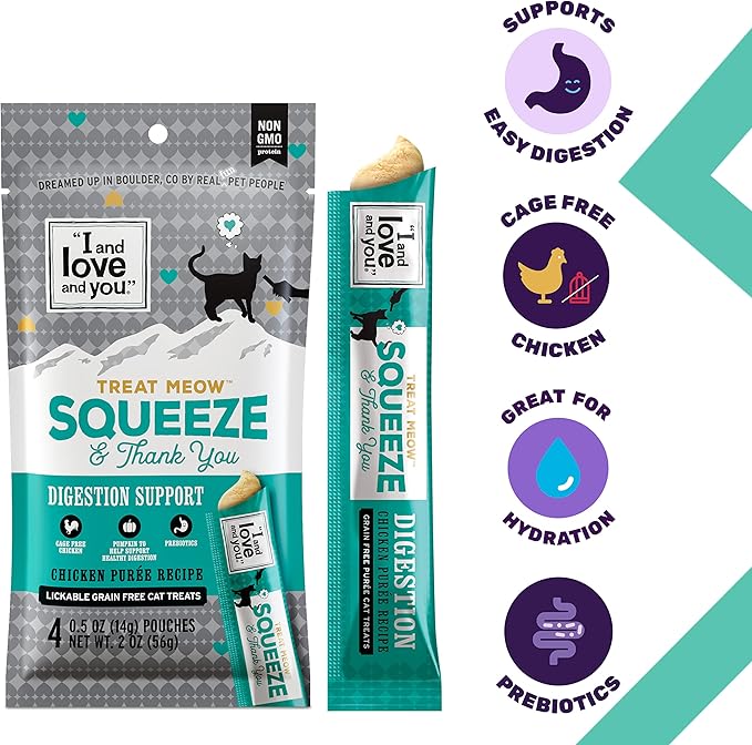 I AND LOVE AND YOU Treat Meow Lickable Cat Treat Variety Pack - Chicken, Tuna, and Seafood Puree - Squeeze Treat, 0.5oz, 4ct