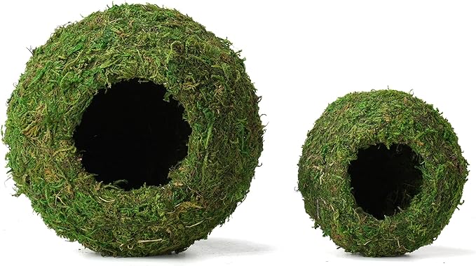 Mossy Caves, Artificial Green Moss Caves Hide for Pet Reptile Frogs and Snakes, Terrarium & Vivarium Decor, Crested Gecko Tank Decor (6" - Woodland Green)
