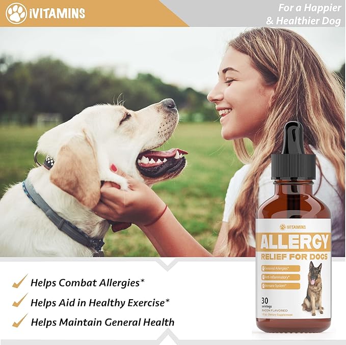 Natural Dog Allergy Relief - Helps to Naturally Support Allergy & Itch Relief for Dogs - Allergy Relief for Dogs Itching - Itch Relief for Dogs - Dog Itch Relief - Dog Allergy Support - 1 fl oz (Dogs)