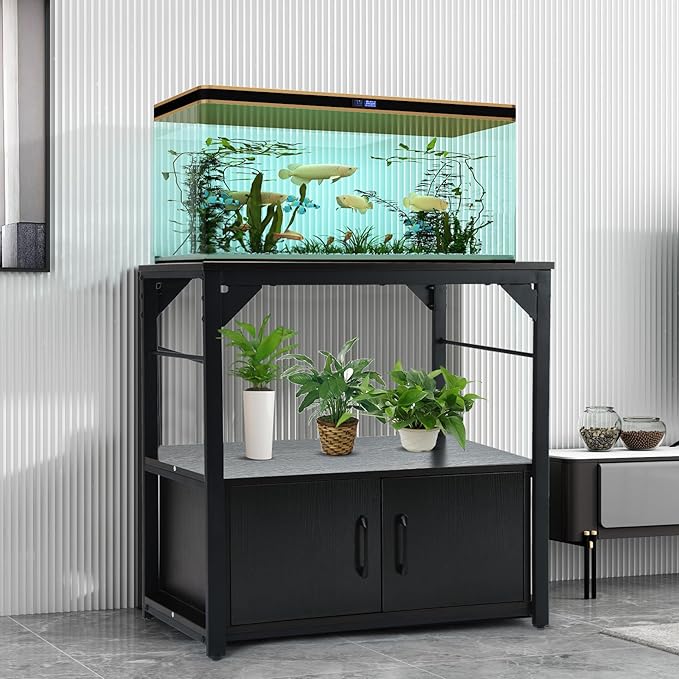 20 Gallon Fish Tank Stand Aquarium Stand with Storage Cabinet, Fish Tank with Stand for Fish Tank Accessories Storage for Fish Lovers Bearable 500 Ibs