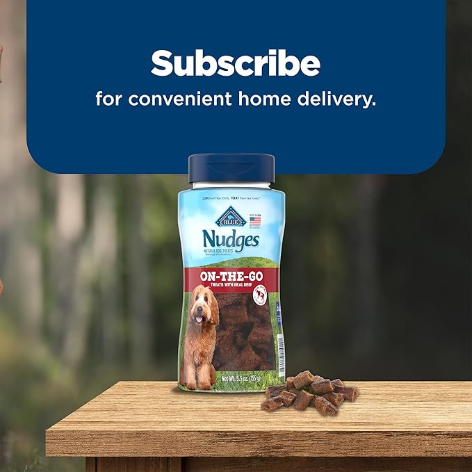 Blue Buffalo Nudges Bite-size Chewy Dog Treats with Real USA Beef, Made with Natural Ingredients, Great for On-the-Go, 5.5-oz. Container