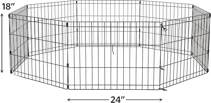 New World Pet Products 18' Foldable Black Metal Dog Exercise Pen No Door