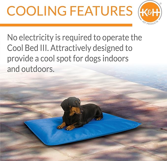 K&H Pet Products Cool Bed III Dog Cooling Mat, Cooling Dog Beds for Small Dogs, Dog Cooling Mat for Dog Carrier, Outdoor Dog Bed Cooling Pad for Dog, Pet Cooling Mat - Blue Small 17 X 24 Inches