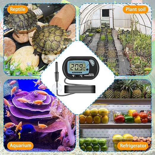 Aquarium Thermometer, Digital Water Thermometer with LCD Display, Fish Tank Thermometer, Reptile Thermometer for Terrarium Fish Tank (4)