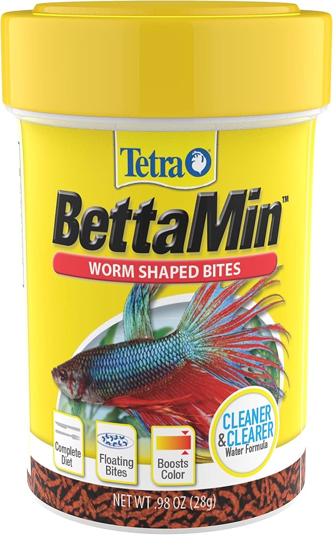 Tetra BettaMin Worm Shaped Bites 0.98 Ounce, Complete Diet For Bettas