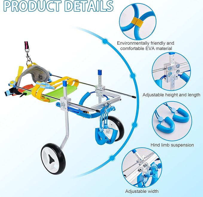 Adjustable Dog Wheelchair for Back Legs| Pet Wheelchairs with Disabled Hind Legs Walking|Stabel & Light Weight (7-Size) (XSLW)