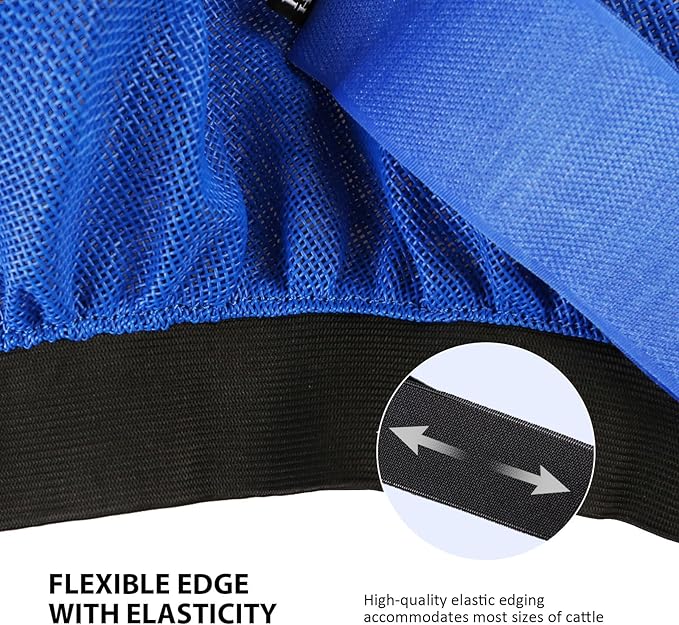 Harrison Howard Cattle Livestock Fly Mask Breathable Mesh Padded Edging with Fun Patterns Large Spacing Forelock Opening Design Adjustable Fit for Cattle Blue