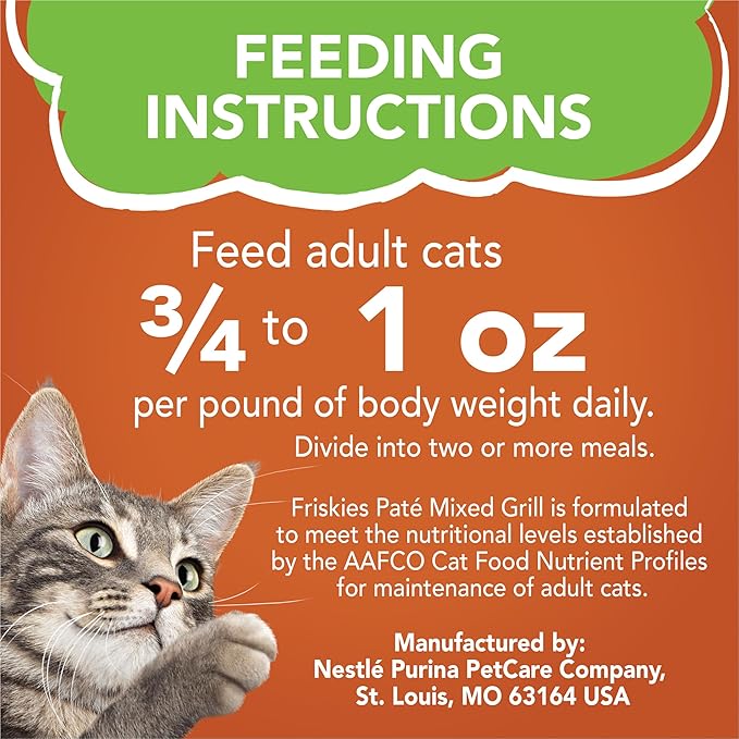 Purina Friskies Wet Cat Food Pate, Pate Mixed Grill - (Pack of 24) 5.5 Oz. Cans
