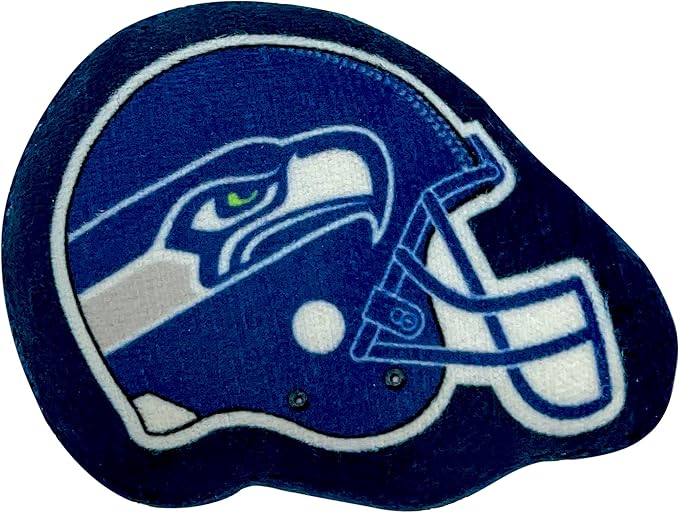 BEST PLUSH CAT TOY - NFL SEATTLE SEAHAWKS Complete Set of 3 piece Cat Toys filled with Fresh Catnip. Includes: 1 Helmet Cat Toy, 1 Football Cat Toy with Feathers & 1 Beer Bottle. Beautiful Team LOGOS