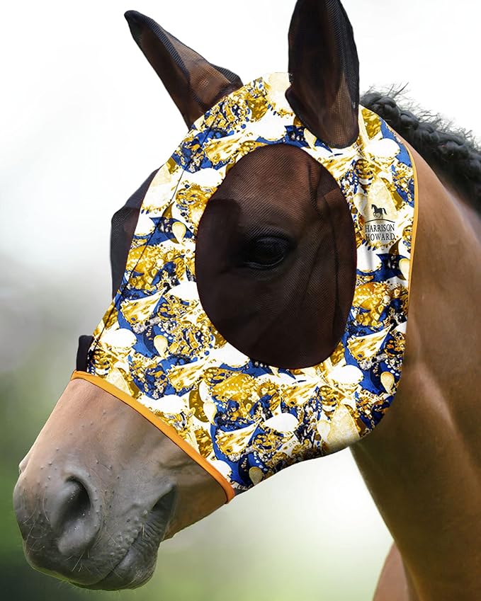 Harrison Howard Super Comfort Stretchy Fly Mask Large Eye Space with UV Protection Soft on Skin with Breathability Luxe Vibe L Full Size