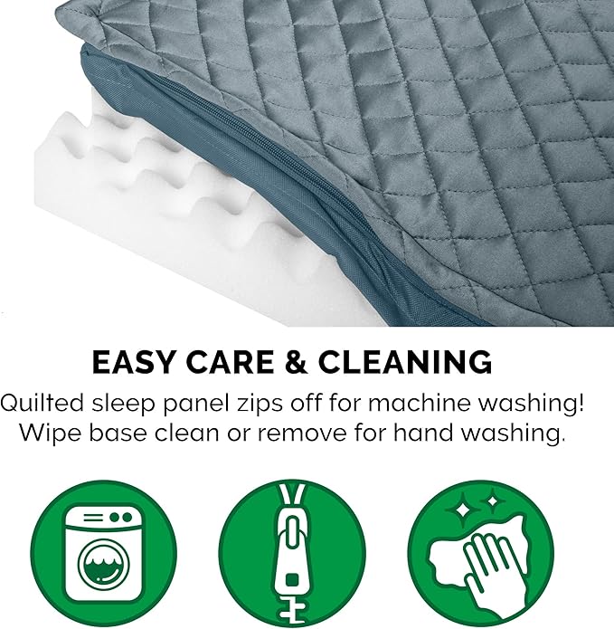 Furhaven Water-Resistant Orthopedic Dog Bed for Large Dogs w/ Removable Quilt Top & Washable Cover, For Dogs Up to 95 lbs - Indoor/Outdoor Quilt Top Convertible Mattress - Calm Blue, Jumbo/XL